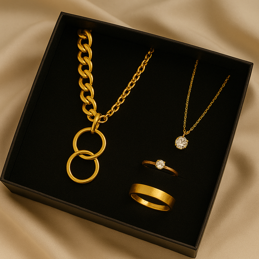 Golden Glow: Couple Jewelry Set
