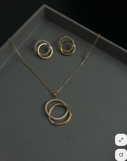 Elegant Twin Necklace & Stud Set